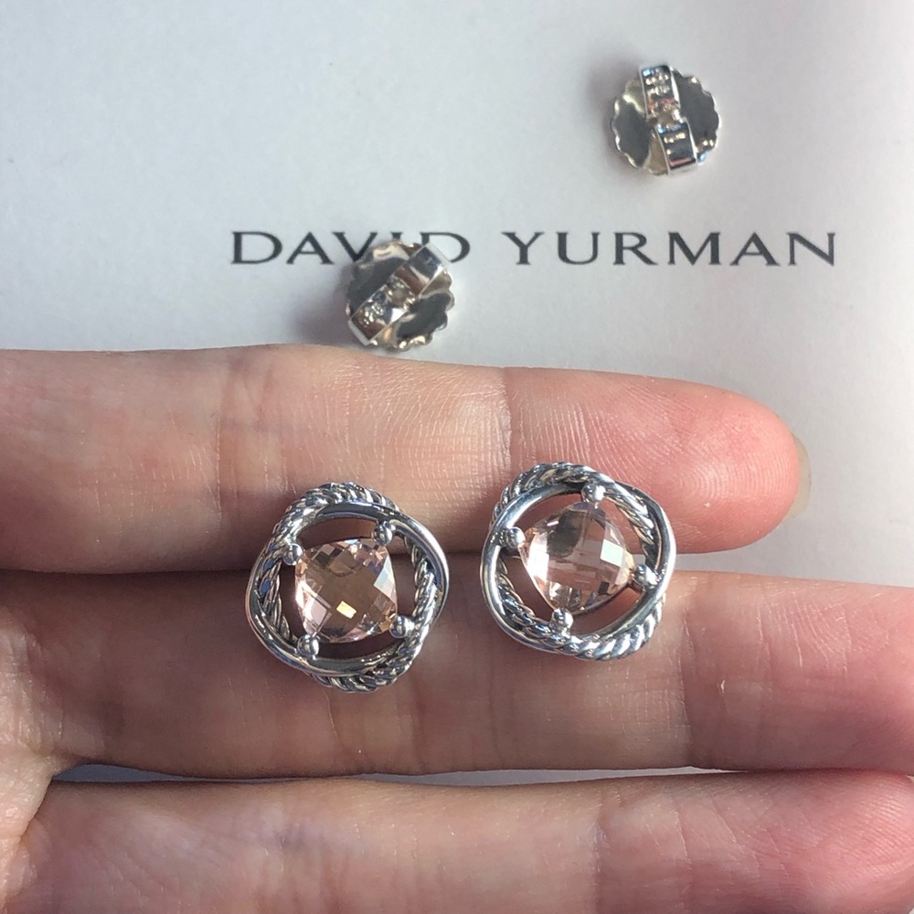 David Yurman infinity Morganite stud earrings